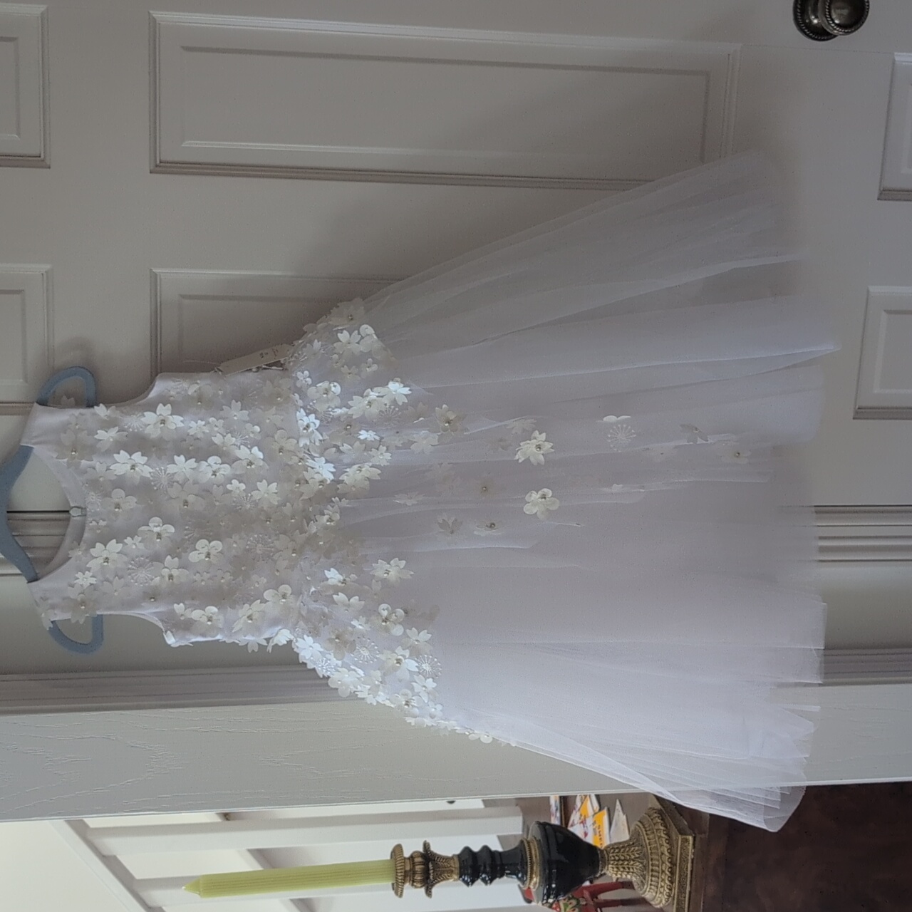 Stunning Nwt Flowergirl White Floral Tulle Dress